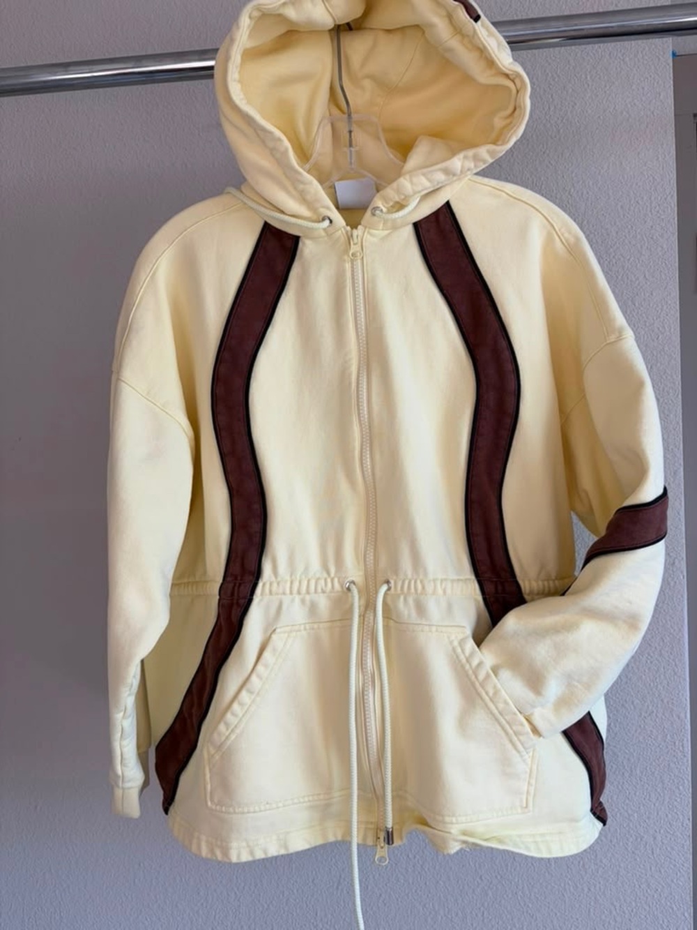 KkCo Organic Zip Hoodie Lemon with Brown Stripe